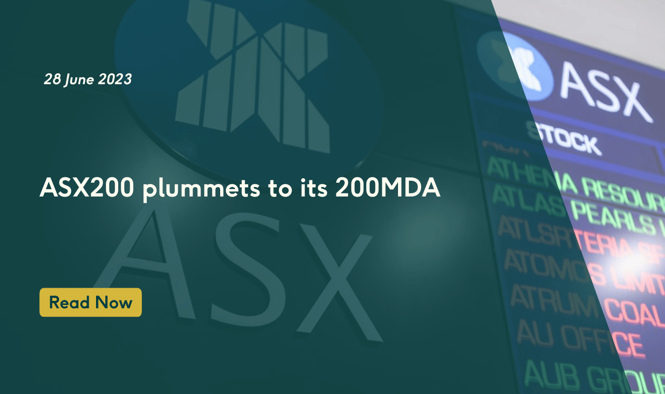 ASX200 plummets to its 200MDA