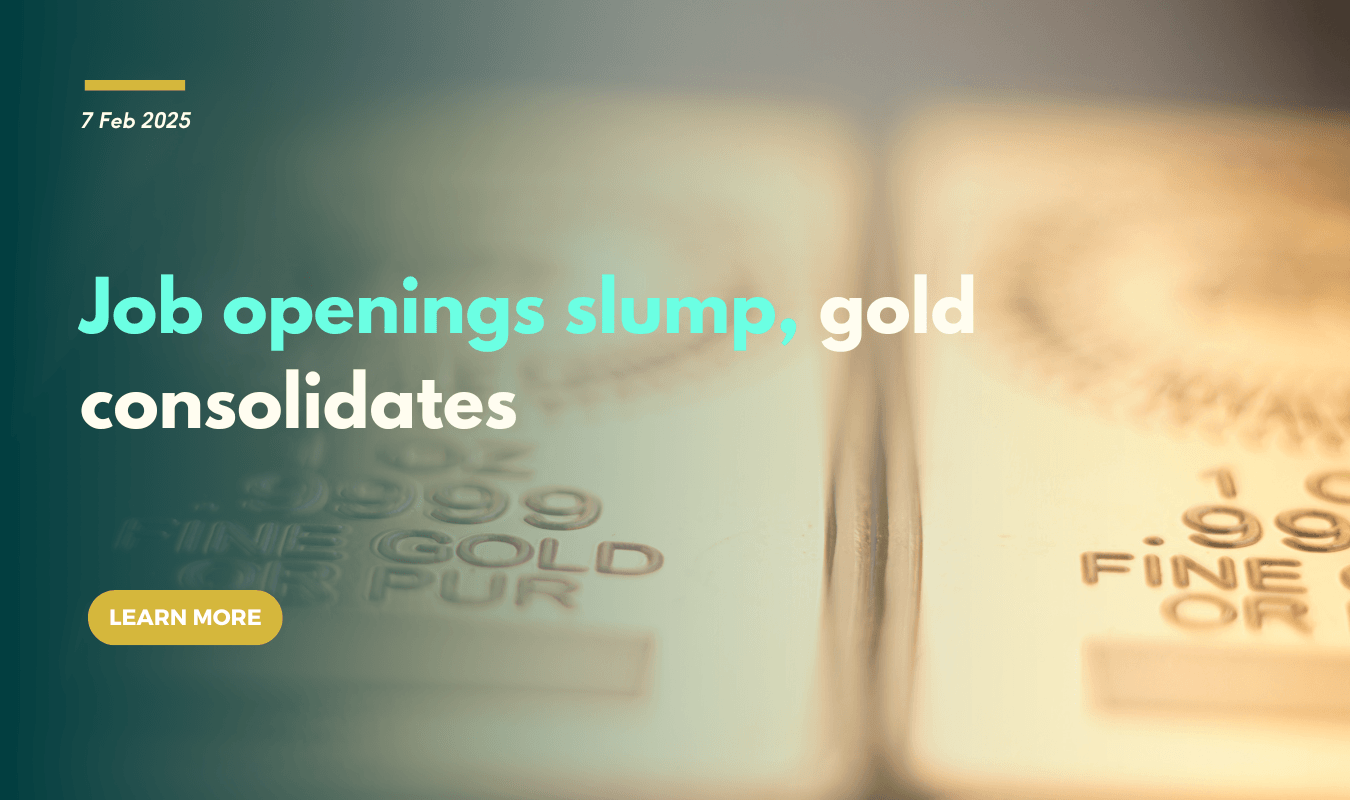 Job openings slump, gold consolidates