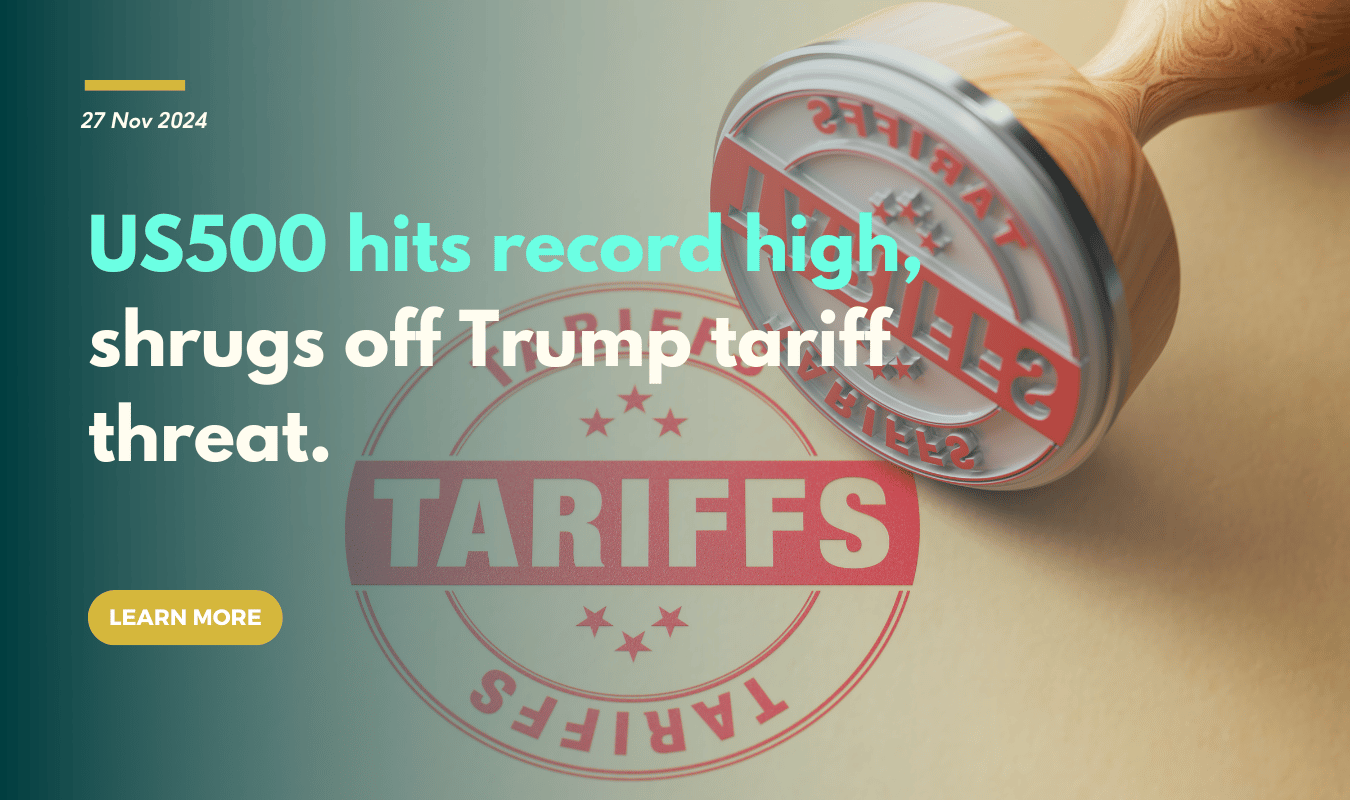 US500 hits record high, shrugs off Trump tariff threat.