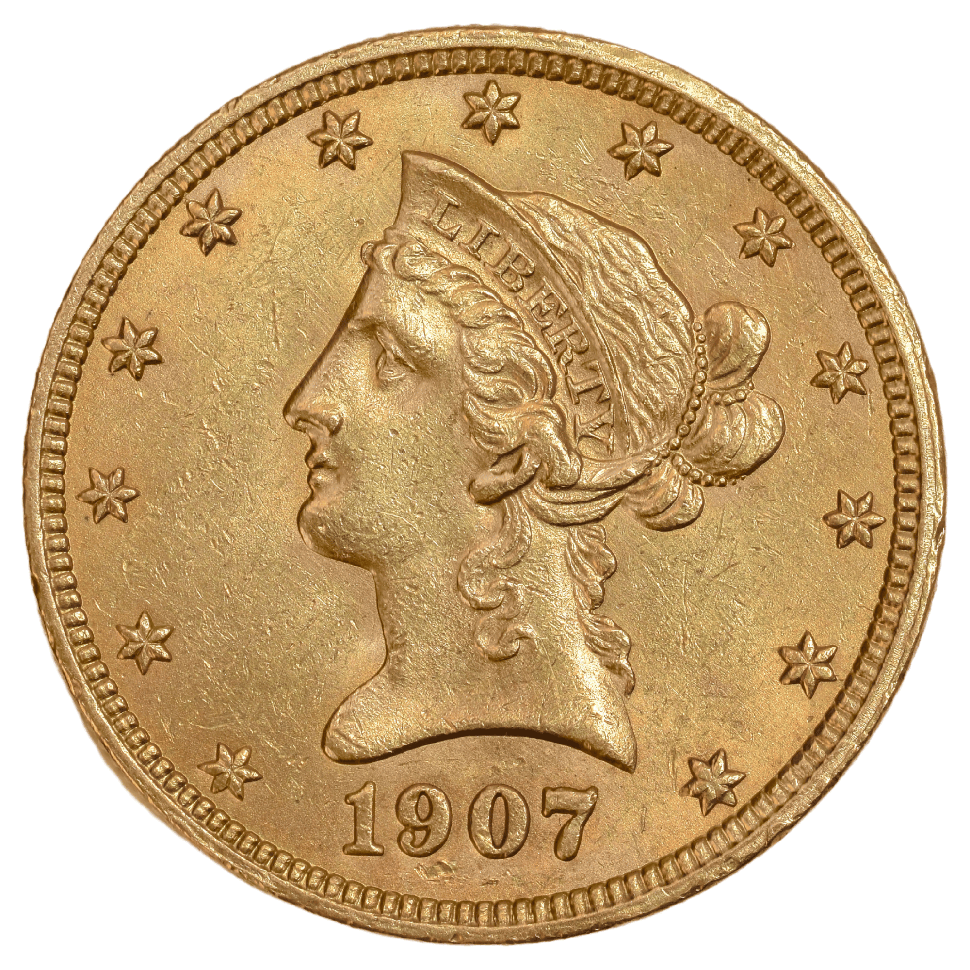 1907 USA $10 Liberty Gold Coin Good Extra Fine