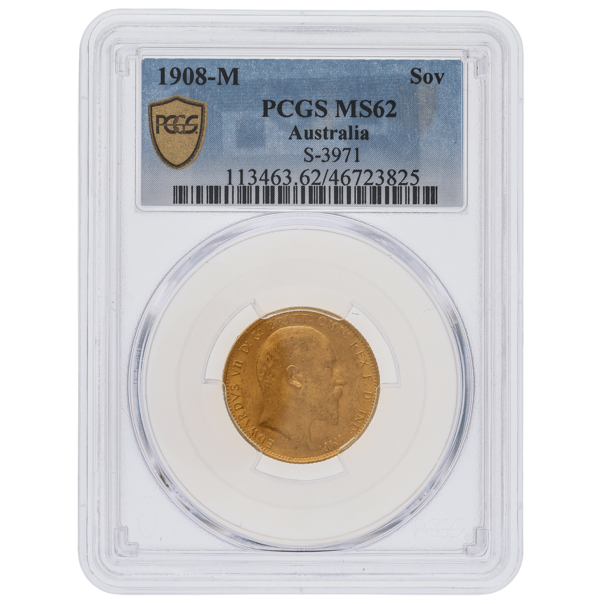 1908M Edward VII Gold Sovereign PCGS MS62