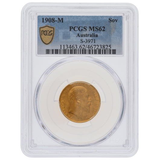 1908M Edward VII Gold Sovereign PCGS MS62