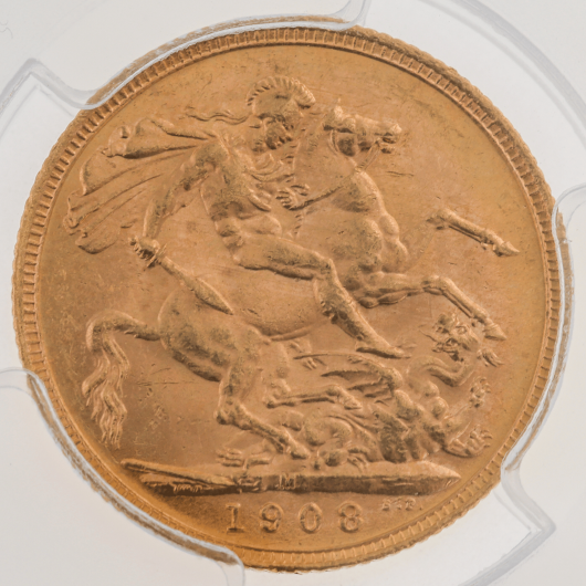 1908M Edward VII Gold Sovereign PCGS MS62