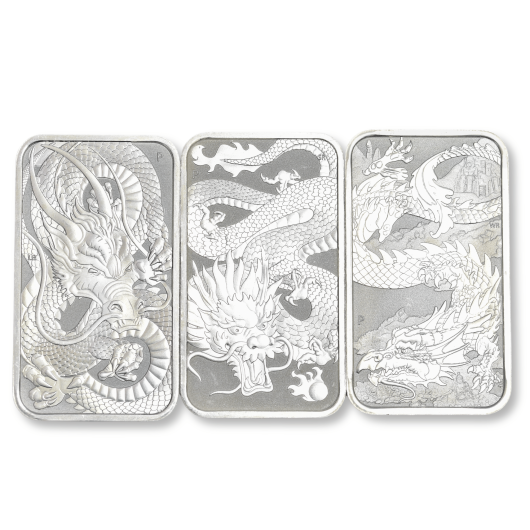 1oz Perth Mint Silver Dragon Minted Bar