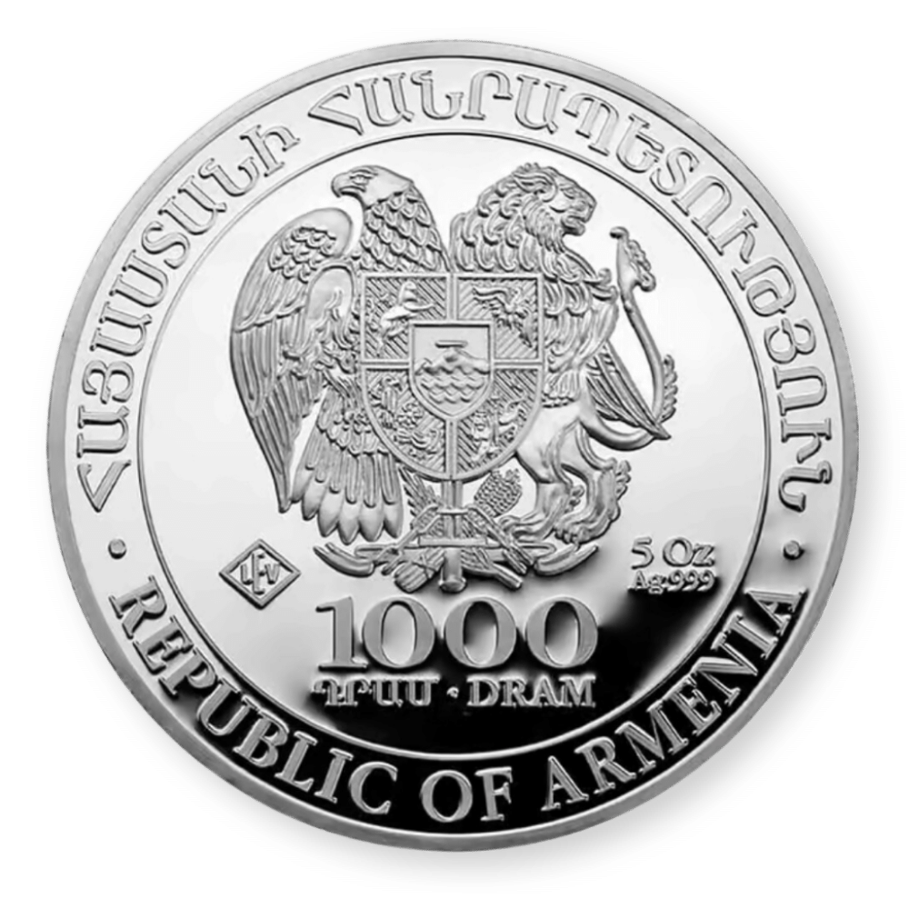 5oz Armenia Silver 1000 Dram Noahs Ark Coin