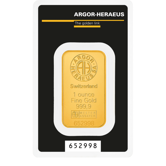 1oz Argor-Heraeus Gold Minted Classic Bar