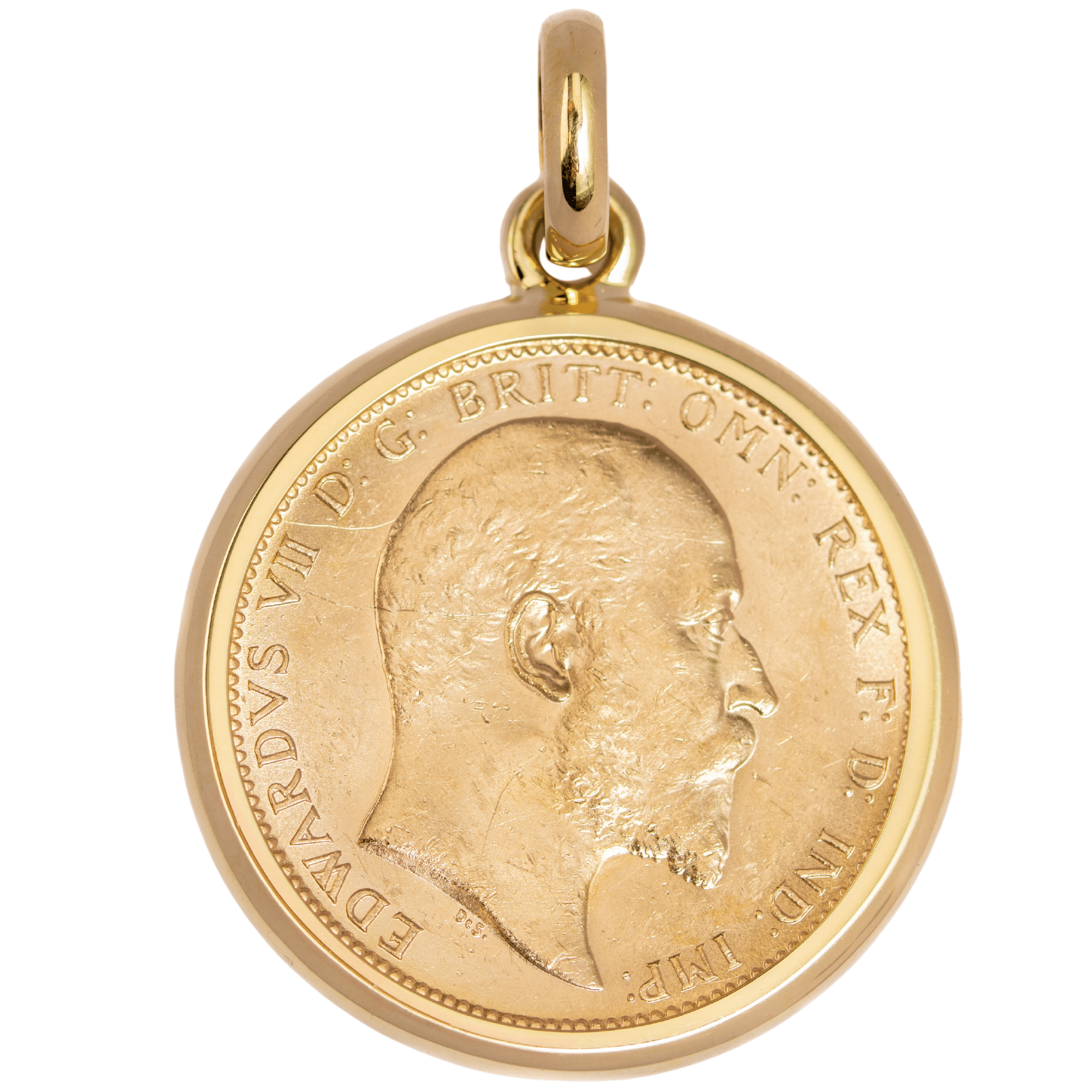 22K Full Sovereign Coin in 18K Gold Pendant Frame