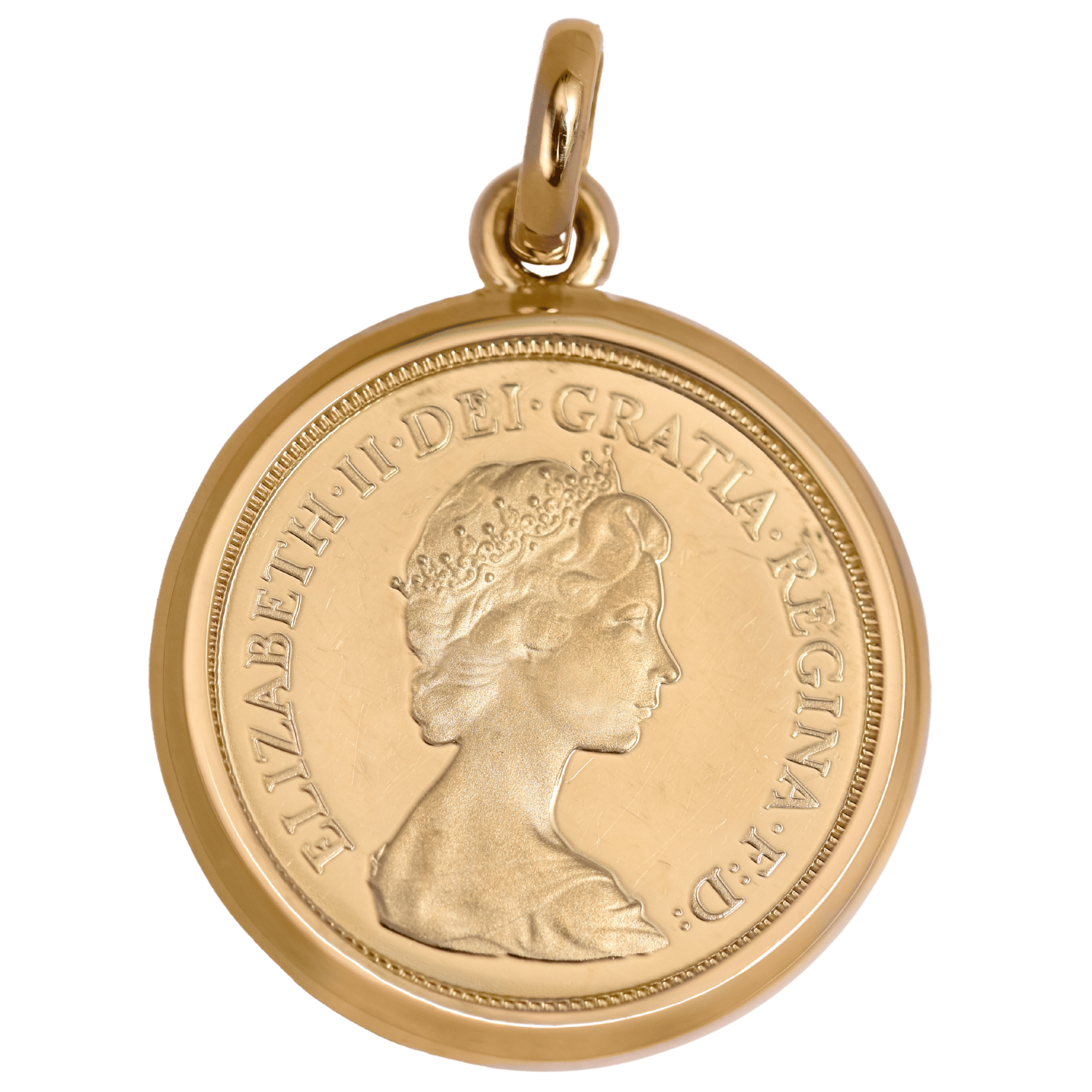 22K Half Sovereign Coin in 18K Gold Pendant Frame