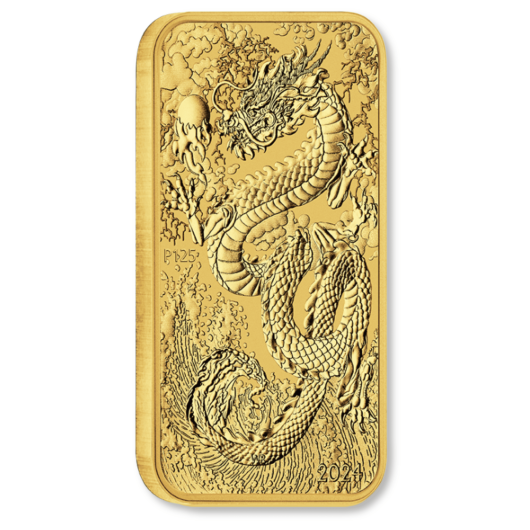 2024 1oz Perth Mint Gold Dragon Rectangular Coin