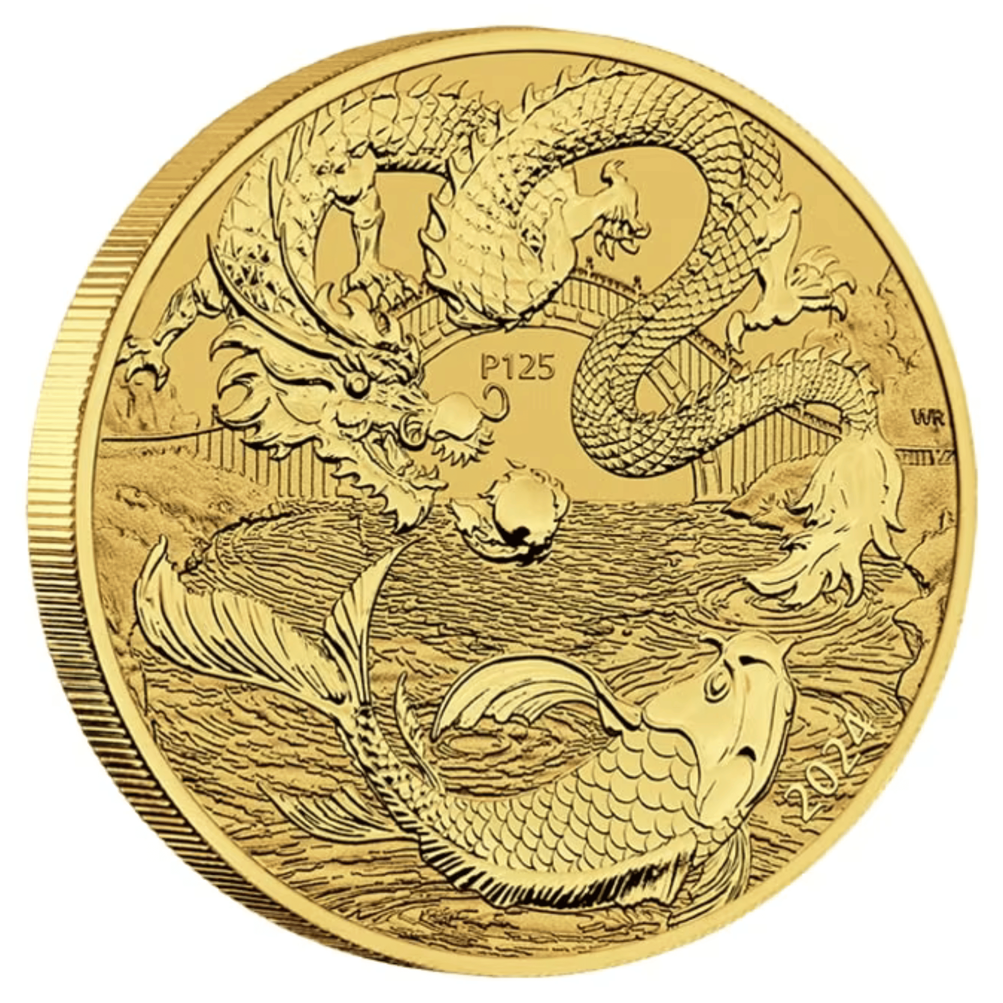 2024 1oz Gold Chinese Myths and Legends Dragon and Koi Bullion Coin