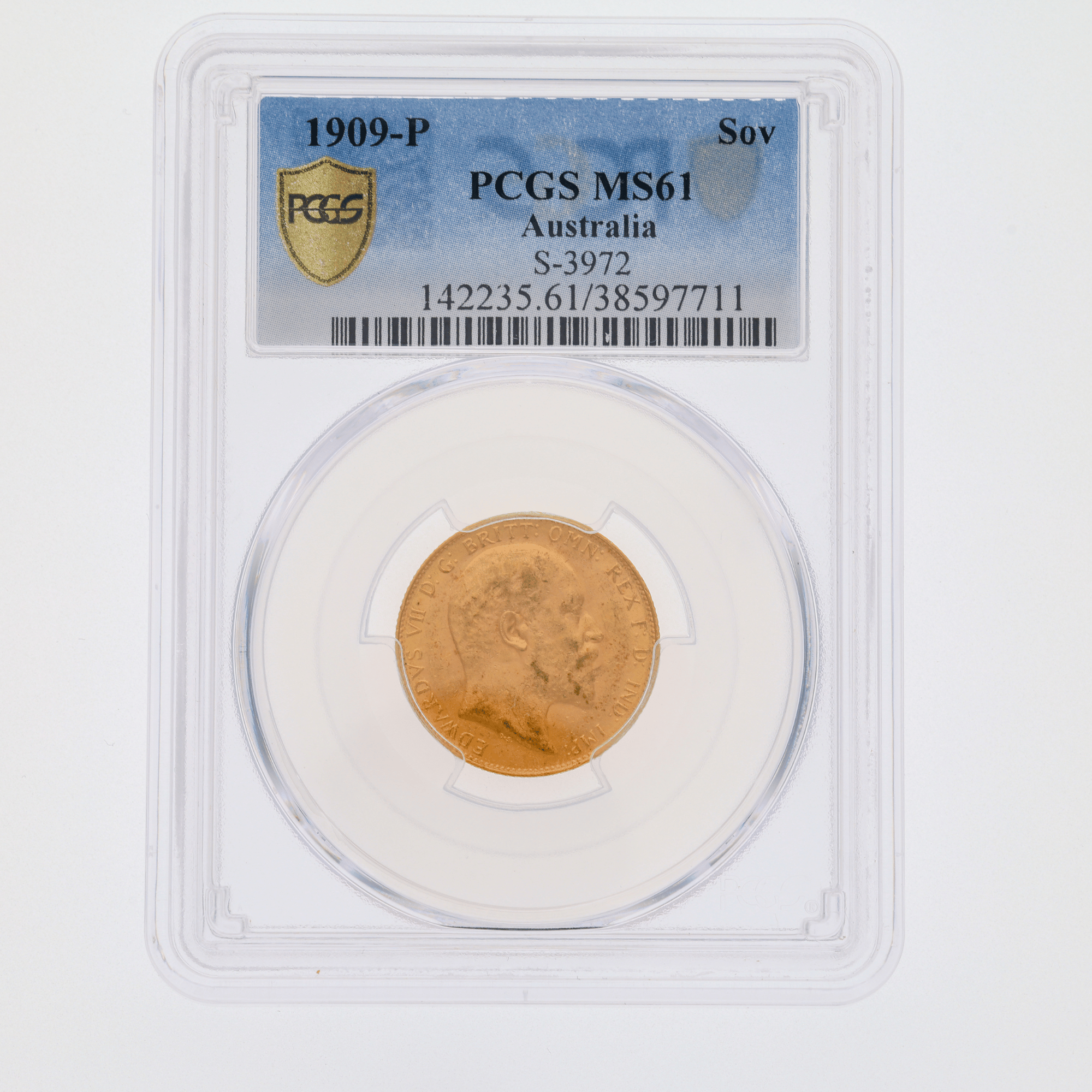 1909P Edward VII Gold Sovereign PCGS MS61